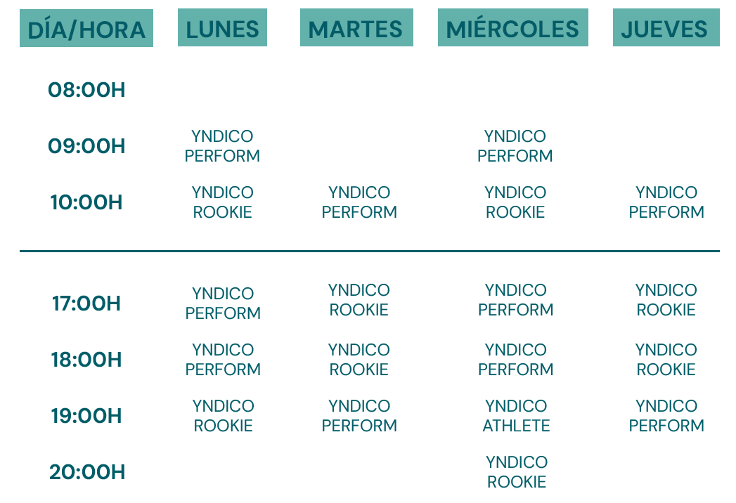 Horarios noviembre yndico pilates studio